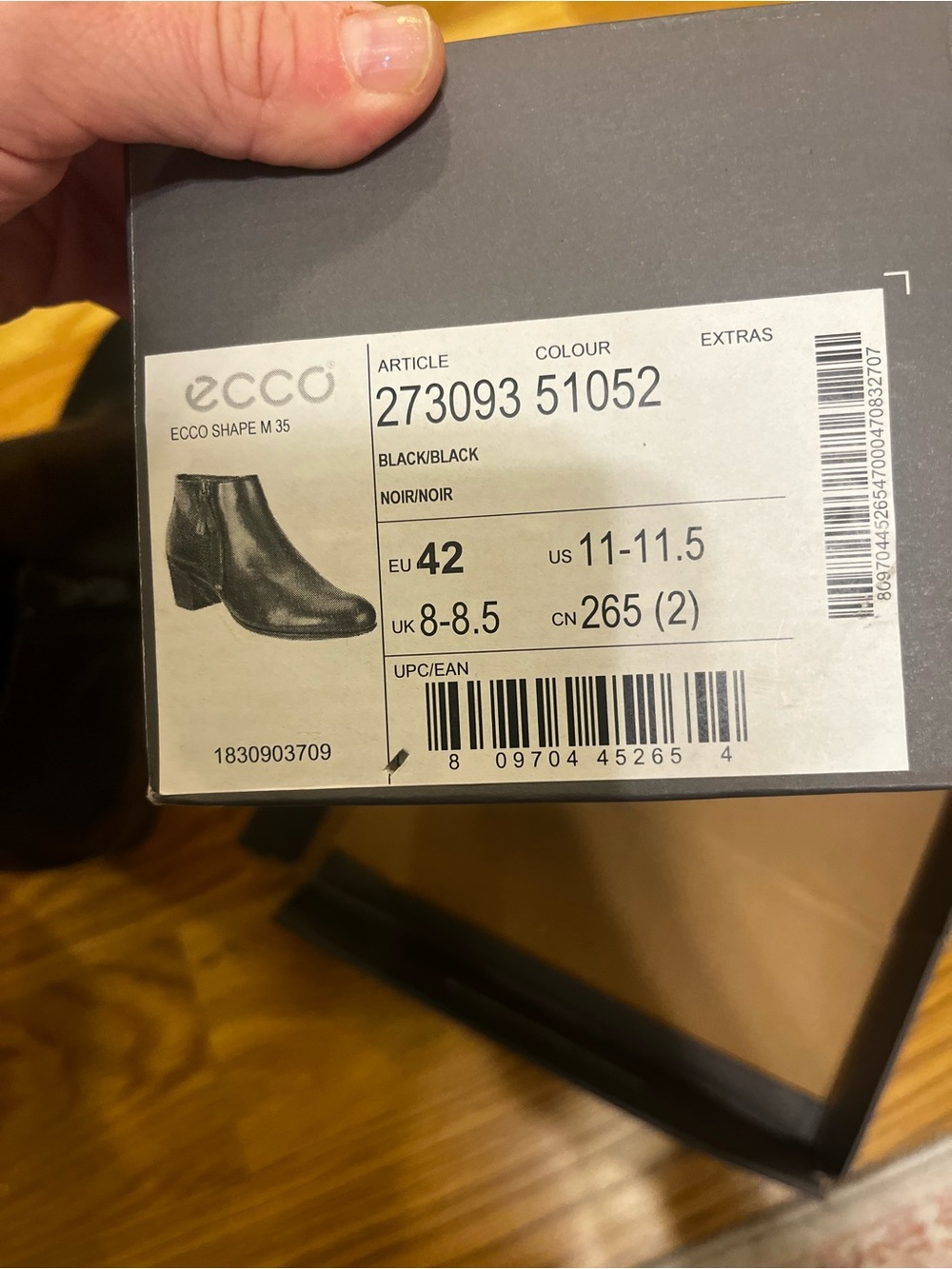 Ecco Black Leather Side-Zip Ankle Booties - Picture 7 of 8
